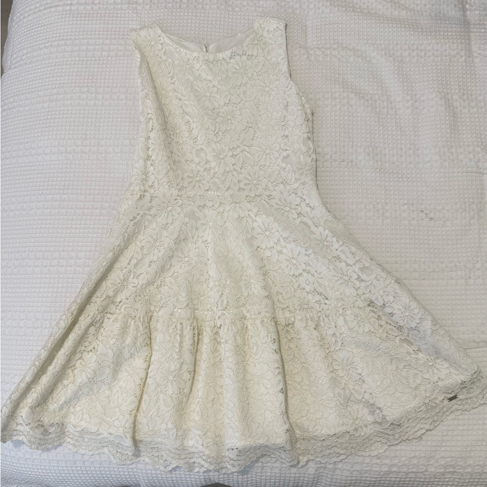 Mayoral Cream Pleated Fit and Flare Dress